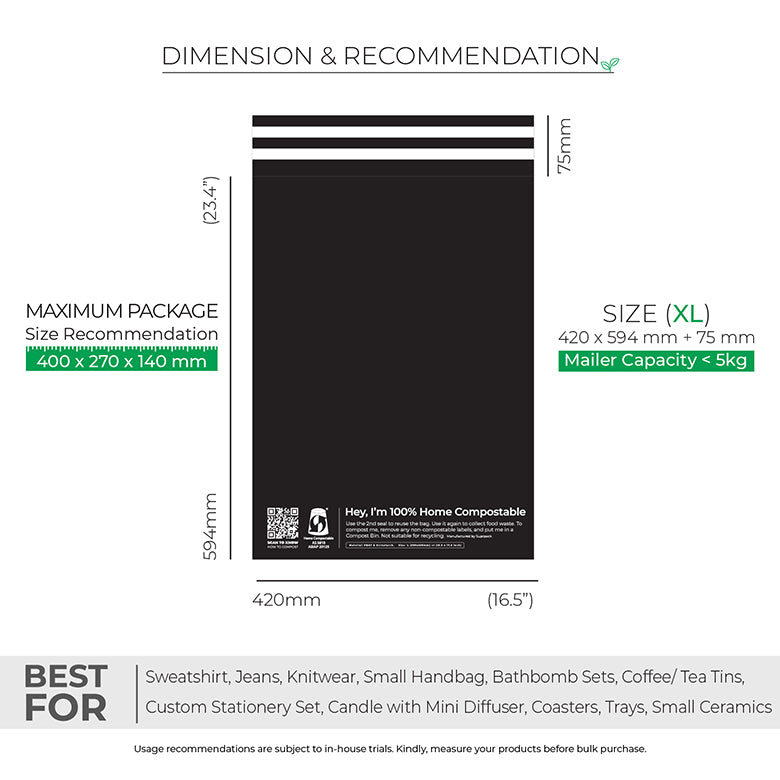 Black Mailers - Home Compostable Shipping Mailers.