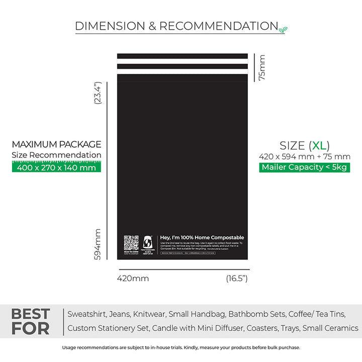 Black Mailers - Home Compostable Shipping Mailers.