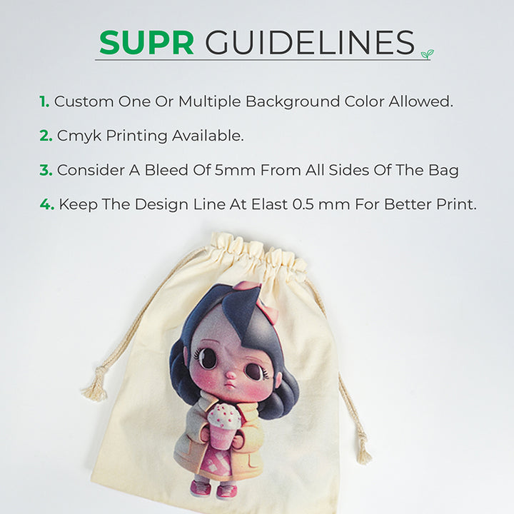 Custom Drawstring Bag Made with Recycled Cotton with Low Minimums