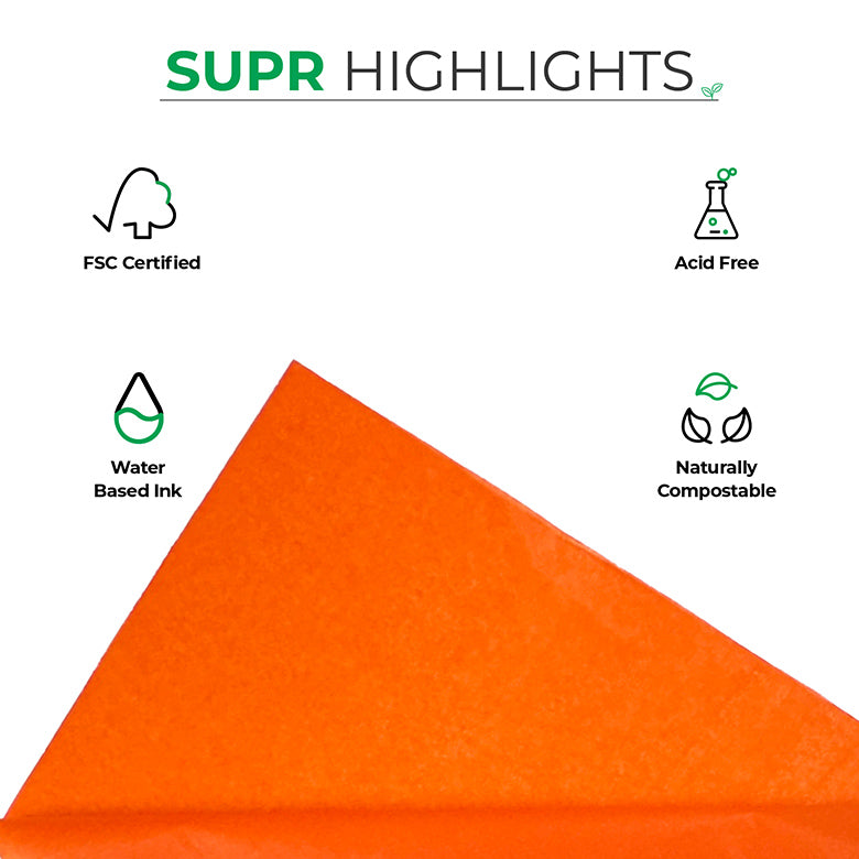 Tangerine Tissue Paper for Acid-free, Recyclable & Sustainable Wrapping