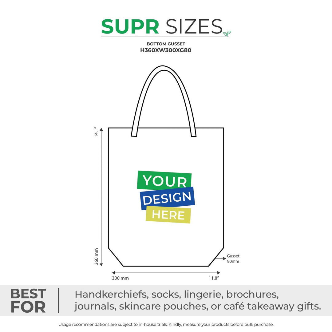 Custom Tote Bags with Gusset. Recyclable & Reusable Cotton Tote Bag