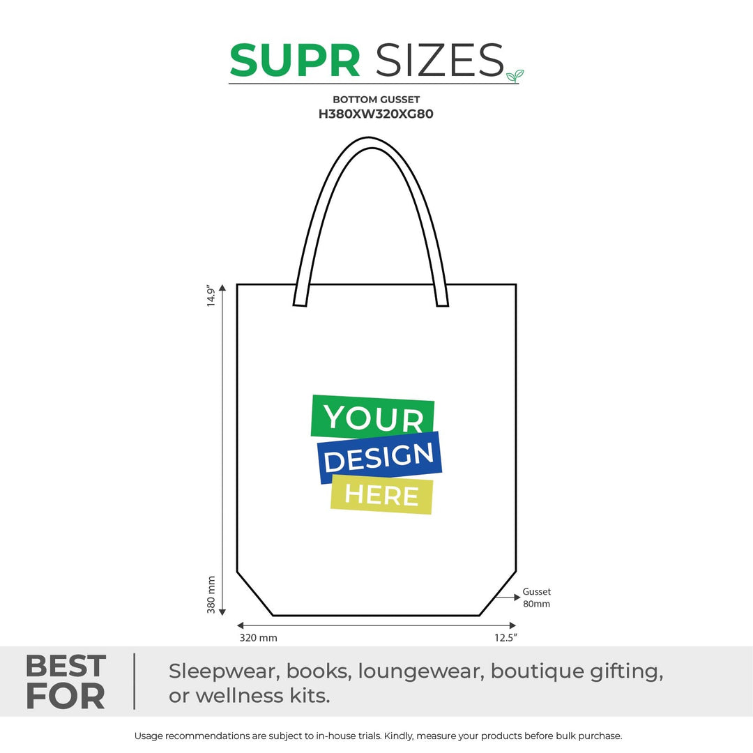Custom Tote Bags with Gusset. Recyclable & Reusable Cotton Tote Bag