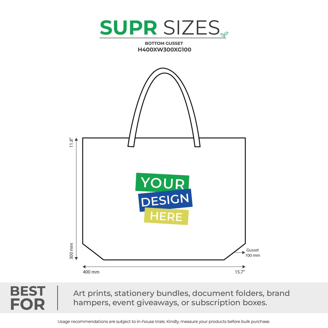 Custom Tote Bags with Gusset. Recyclable & Reusable Cotton Tote Bag