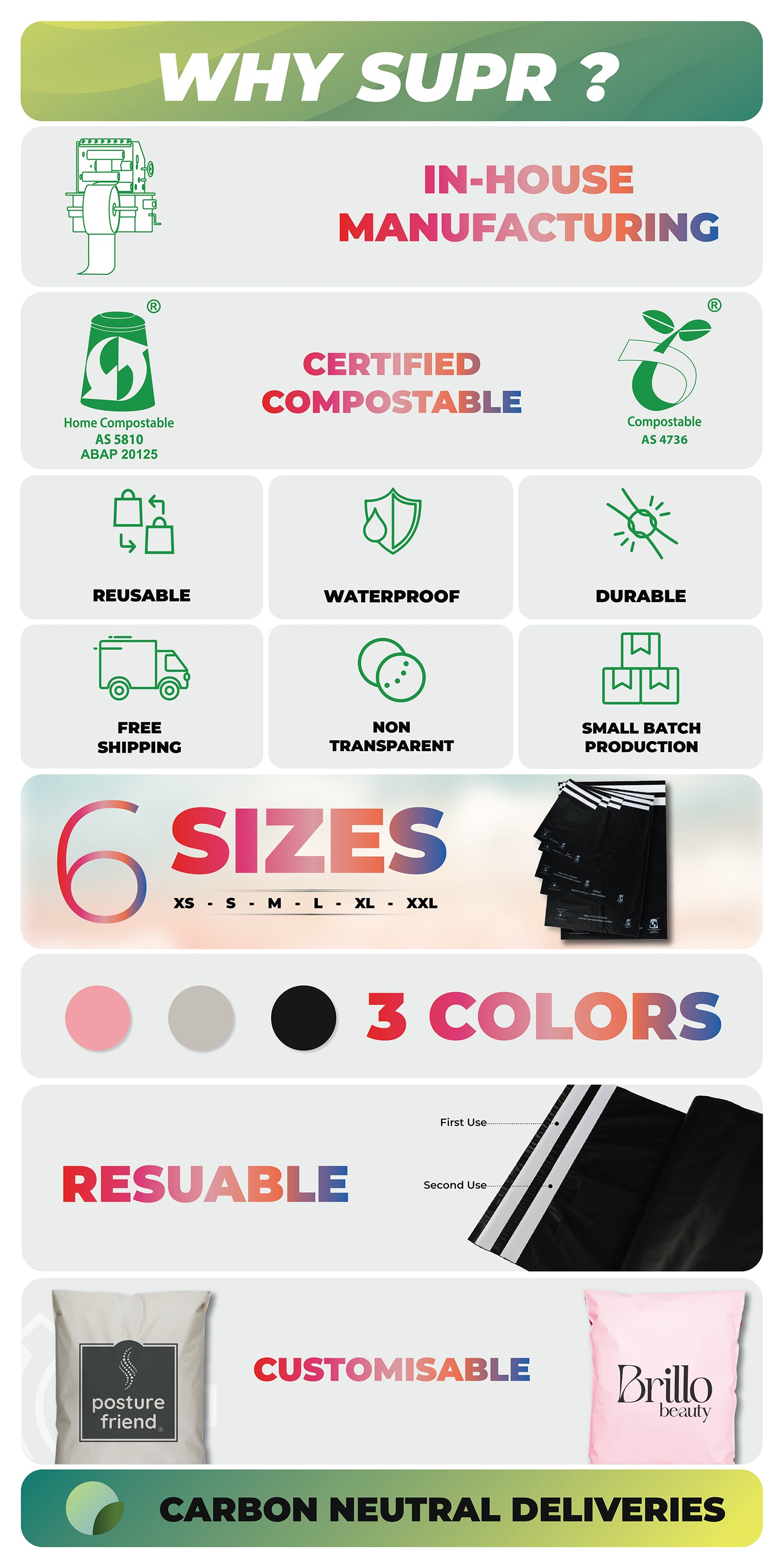 mailers branded poly mailers custom mailers eco-friendly packaging sustainable bags biodegradable bags