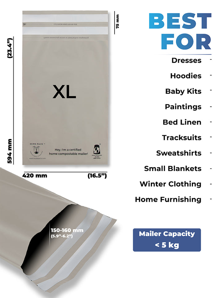 Personalised Grey Poly Mailers