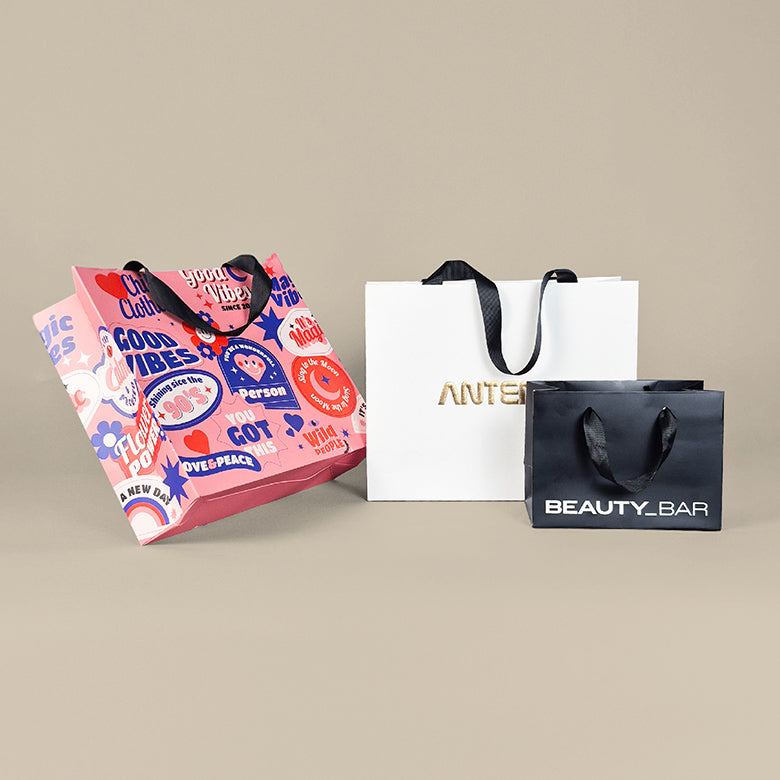 Full Custom Paper Bags with Custom Handles, colors and sizes