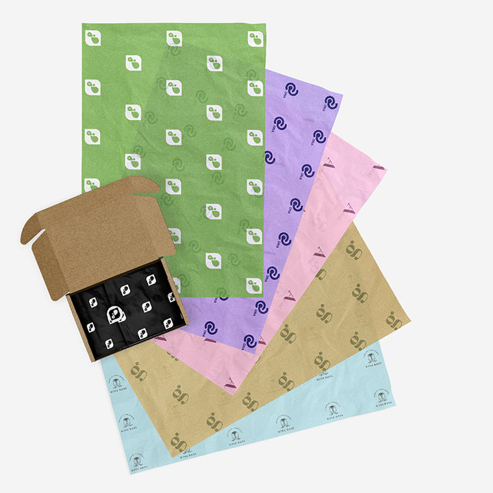 COLOURED CUSTOM TISSUE PAPER WITH LOGO & PATTERN DESIGN