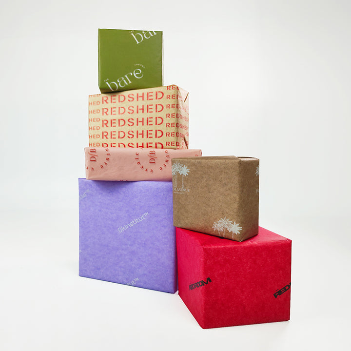 COLOURED CUSTOM TISSUE PAPER WITH LOGO & PATTERN DESIGN