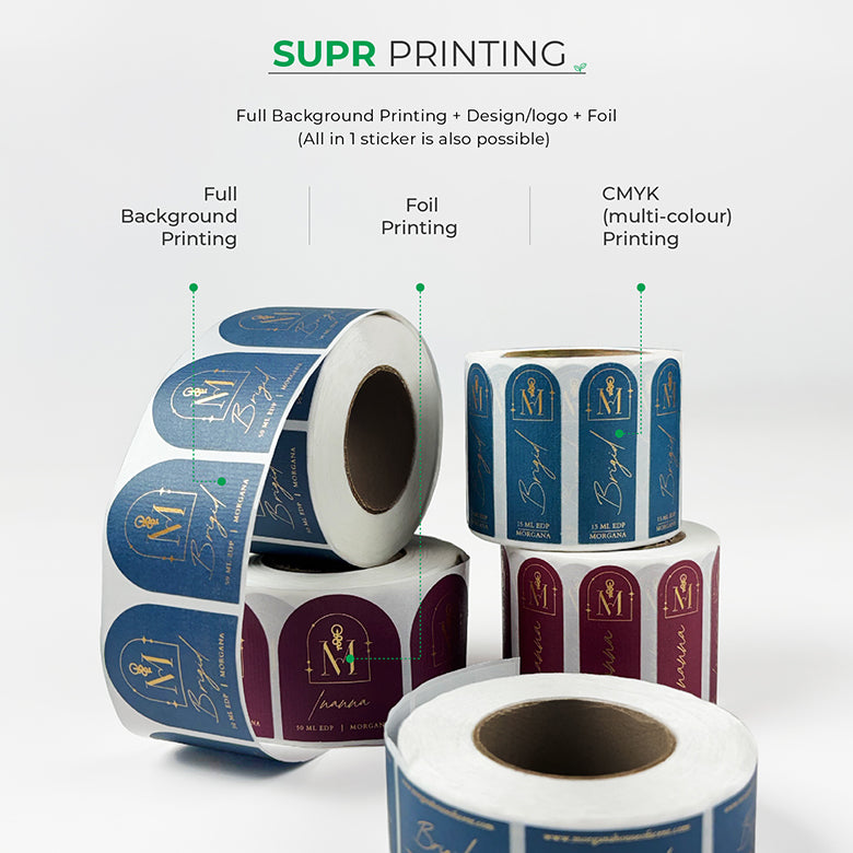 Custom Product Label Rolls, Luxe Textured Paper - Print, Emboss & Foil