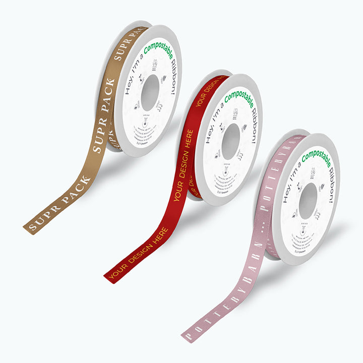 CUSTOM COMPOSTABLE RIBBON IN ONE LOGO COLOR