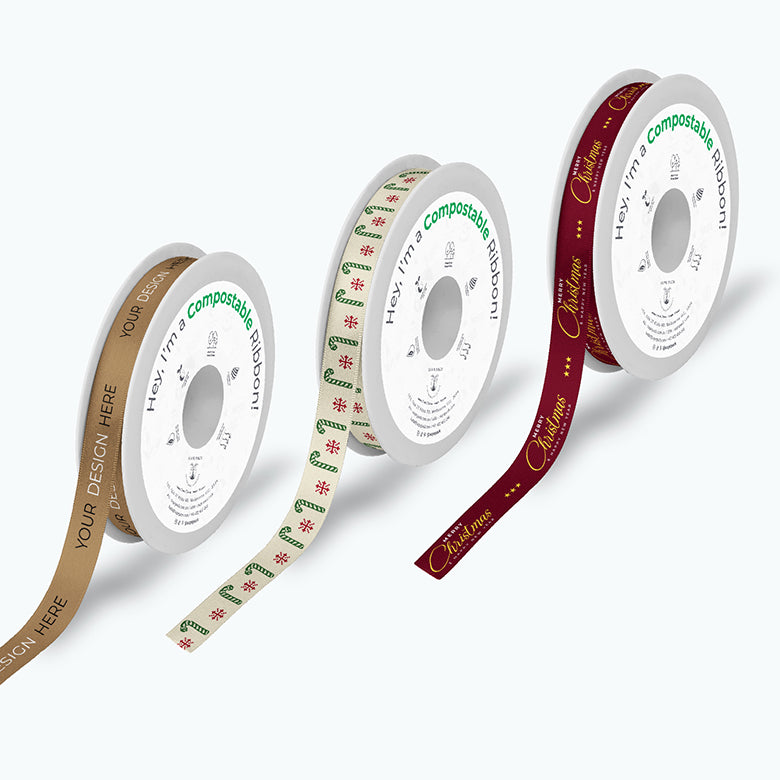 CUSTOM COMPOSTABLE RIBBON IN TWO LOGO COLORS