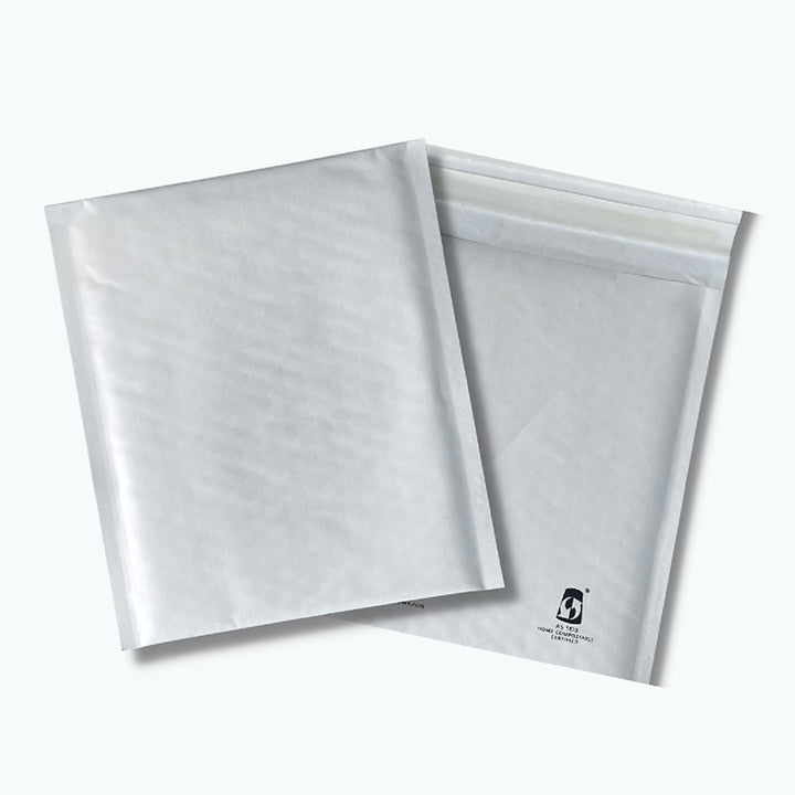 White Stock Bubble Mailers. Home Compostable & Eco-Friendly.