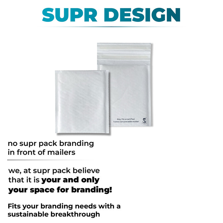 White Stock Bubble Mailers. Home Compostable & Eco-Friendly.