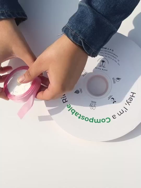 PINK COMPOSTABLE RIBBON FOR ECO-FRIENDLY PACKAGING, DIY & MORE.