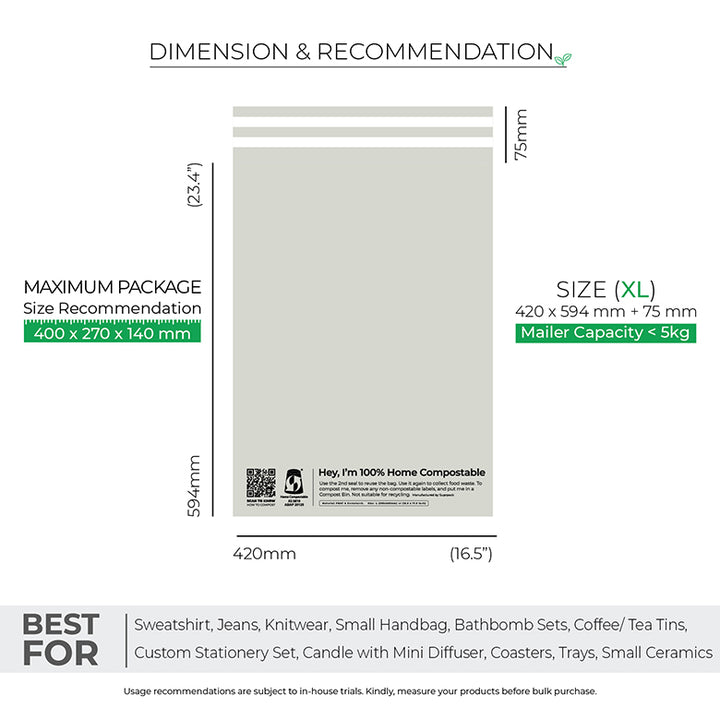 Warm Grey Mailers - Home Compostable Shipping Mailers.
