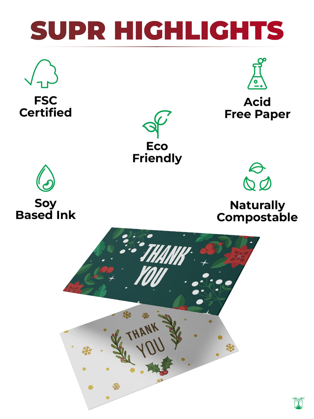 Stock Christmas Cards for Sustainable Festive Packaging- MOQ 100 cards