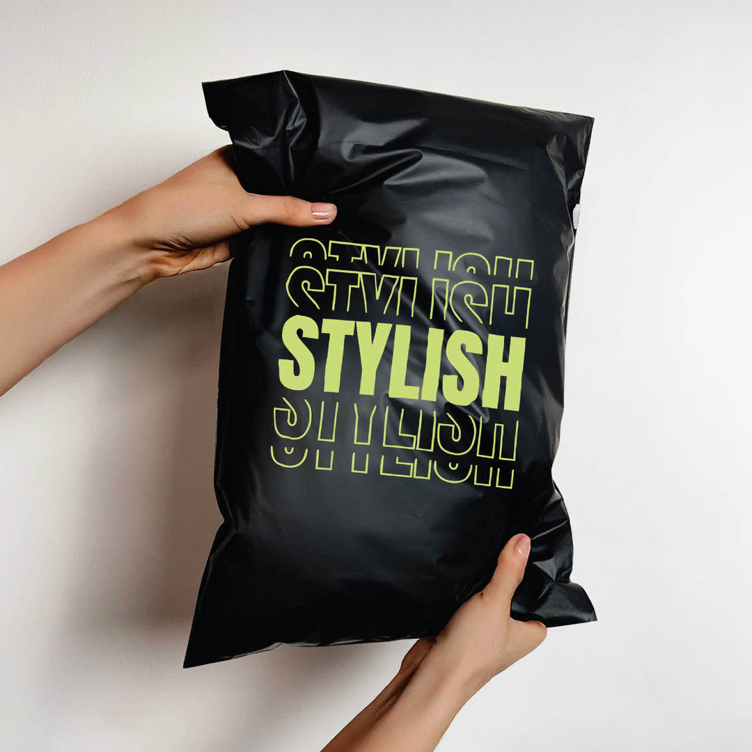 Black Custom Compostable Mailers with low minimums