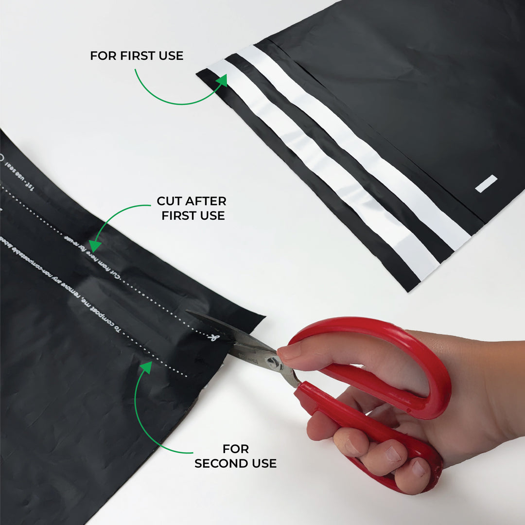 Black Custom Compostable Mailers with low minimums