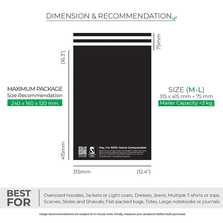 Black Mailers - Home Compostable Shipping Mailers. Suprpack
