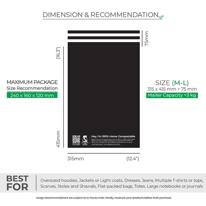 Black Mailers - Home Compostable Shipping Mailers. Suprpack