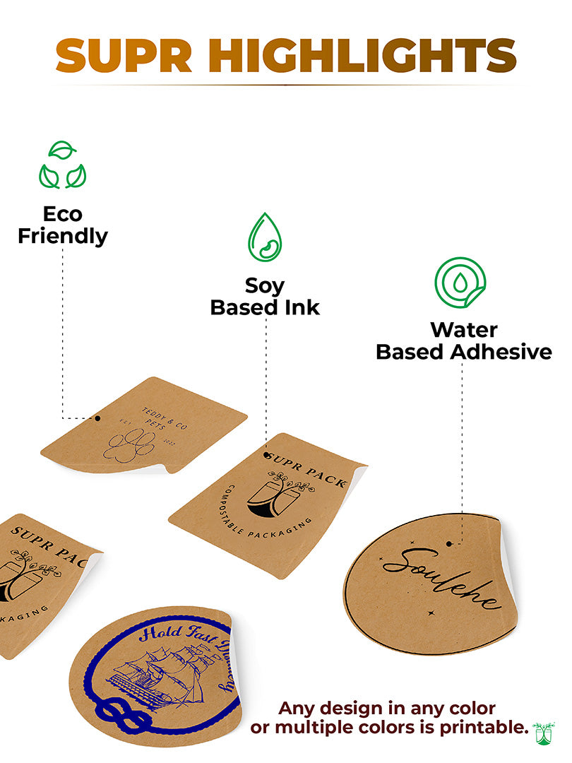 Custom Kraft Paper Stickers - From pack of 250 labels