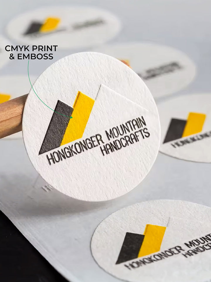 Colored Custom Embossed Stickers & Labels. MOQ-250 Stickers