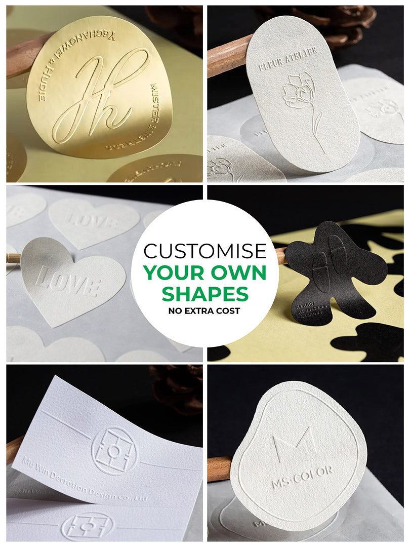 Custom Blind Embossed Stickers & Labels. MOQ-250 Stickers