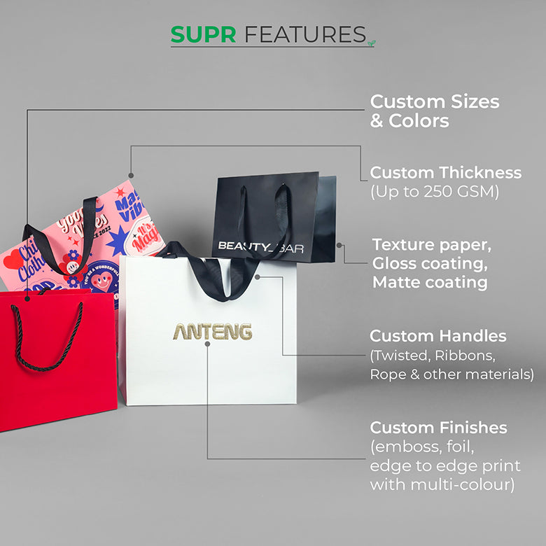 Premium Shopping Bags | Fully Custom | Luxe Paper Bags Supr Pack