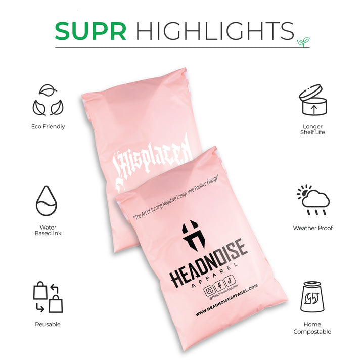 Pink Custom Compostable Mailers with low minimums - suprpack.com