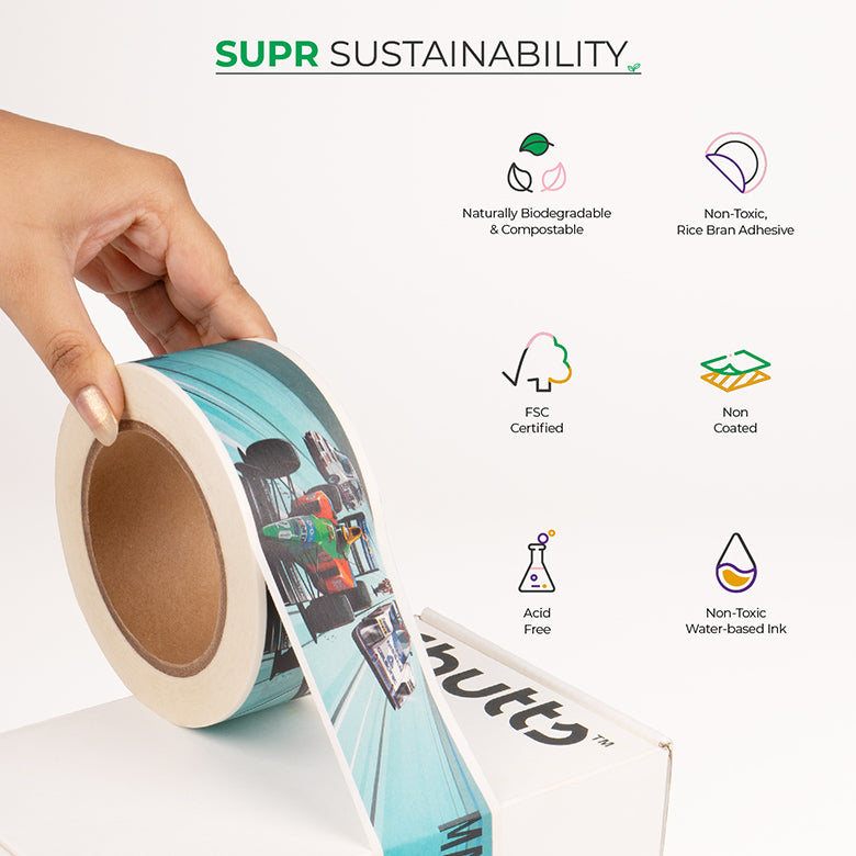 Custom Eco-friendly Self Adhesive Tape in Small Batches | MOQ- 5 Rolls