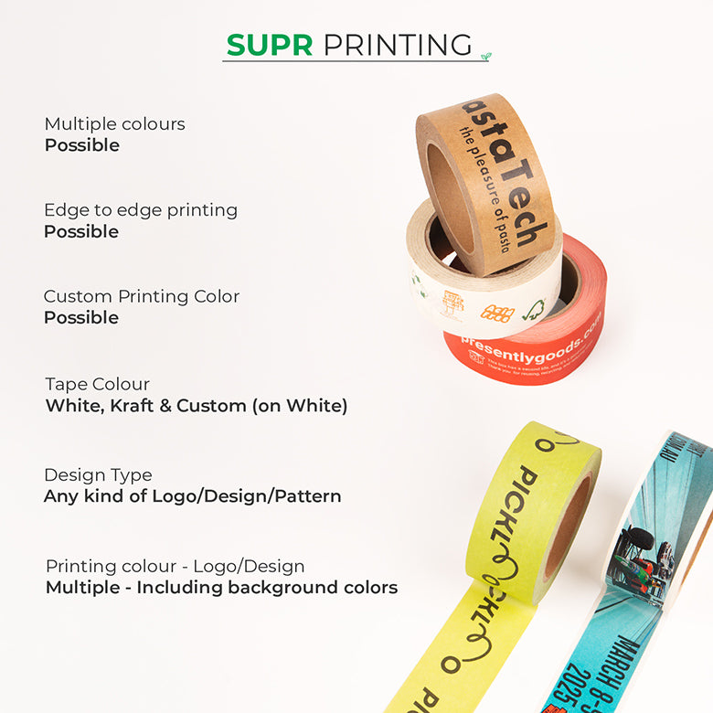 Custom Eco-friendly Self Adhesive Tape in Small Batches | MOQ- 5 Rolls