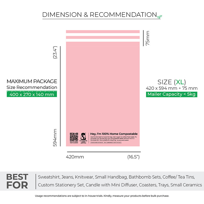 Pink Mailers - Home Compostable, Sustainable Shipping Packaging.