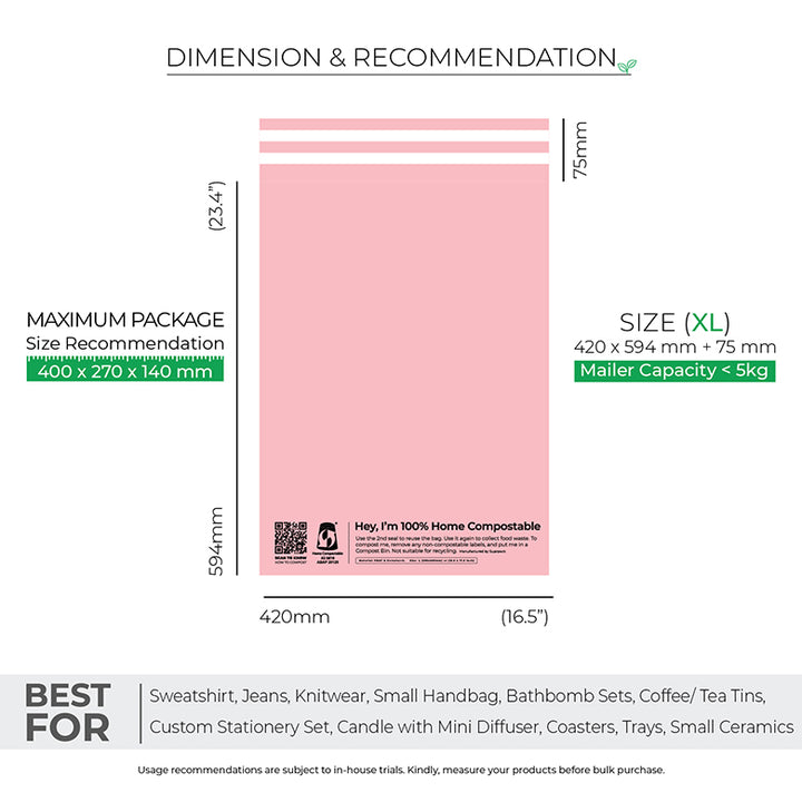 Pink Mailers - Home Compostable, Sustainable Shipping Packaging.