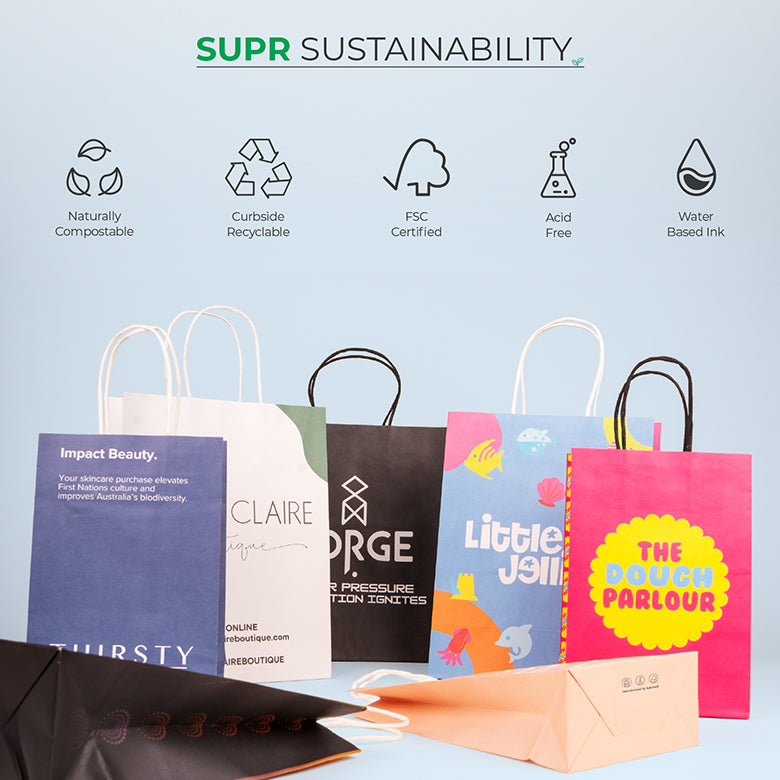 Printed twisted handle paper bags with Multi-colored & Full-page printing