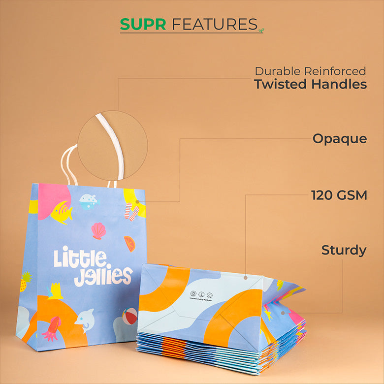 Custom paper shopping bags with Multi-colored & Full-page printing