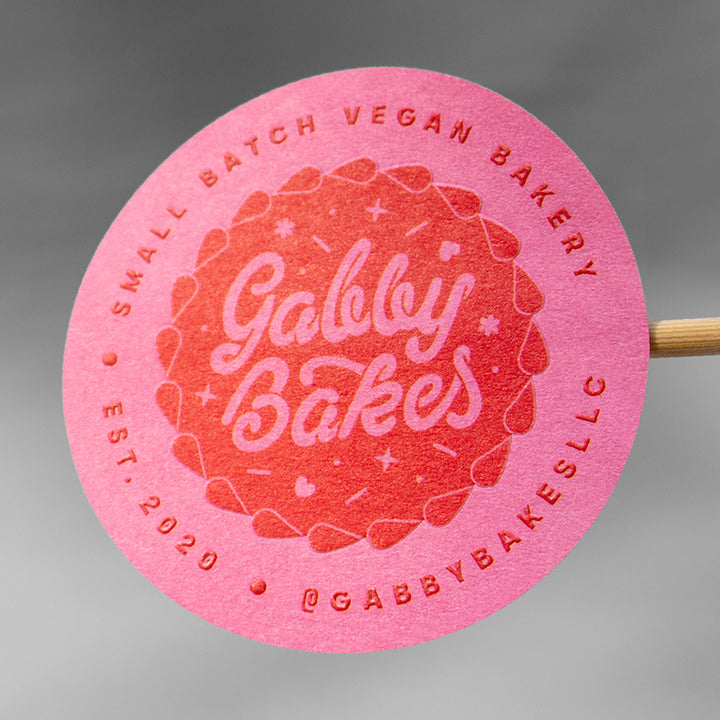 Custom printed embossed sticker with textured paper &amp; Foil
