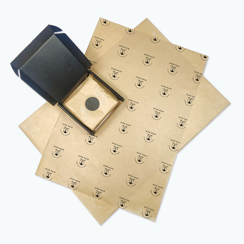 KRAFT CUSTOM TISSUE PAPER with Custom Stickers