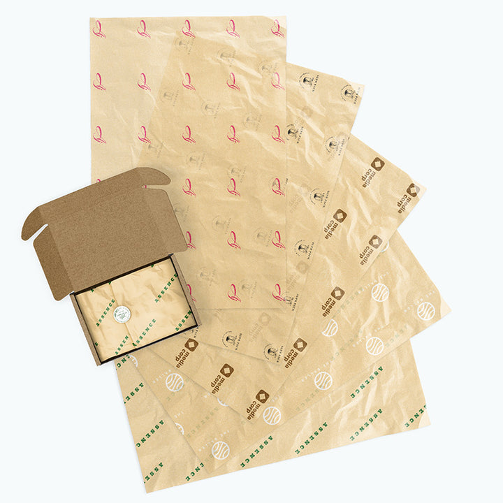 KRAFT CUSTOM TISSUE PAPER with Custom Stickers