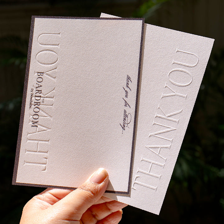 Eco-Friendly Custom Embossed Cards. Luxe Finish, Textured Paper. Suprpack