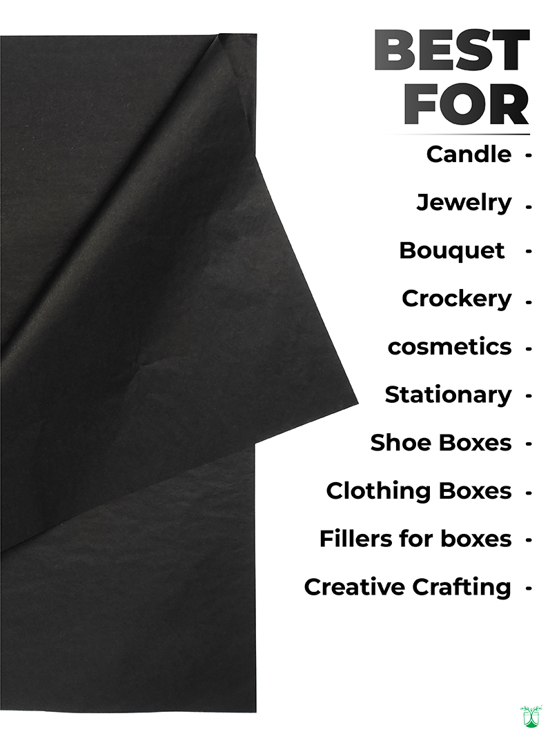 Black Tissue Paper. Acid Free & FSC Certified. MOQ: 100 Wrapping Paper