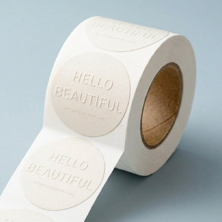 Custom Blind Embossed Product Label Rolls - Luxe Textured Paper