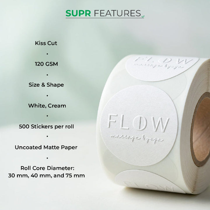 Custom Blind Embossed Product Label Rolls - Luxe Textured Paper