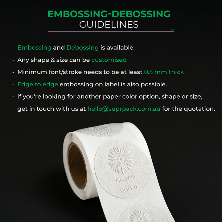 Custom Blind Embossed Product Label Rolls - Luxe Textured Paper