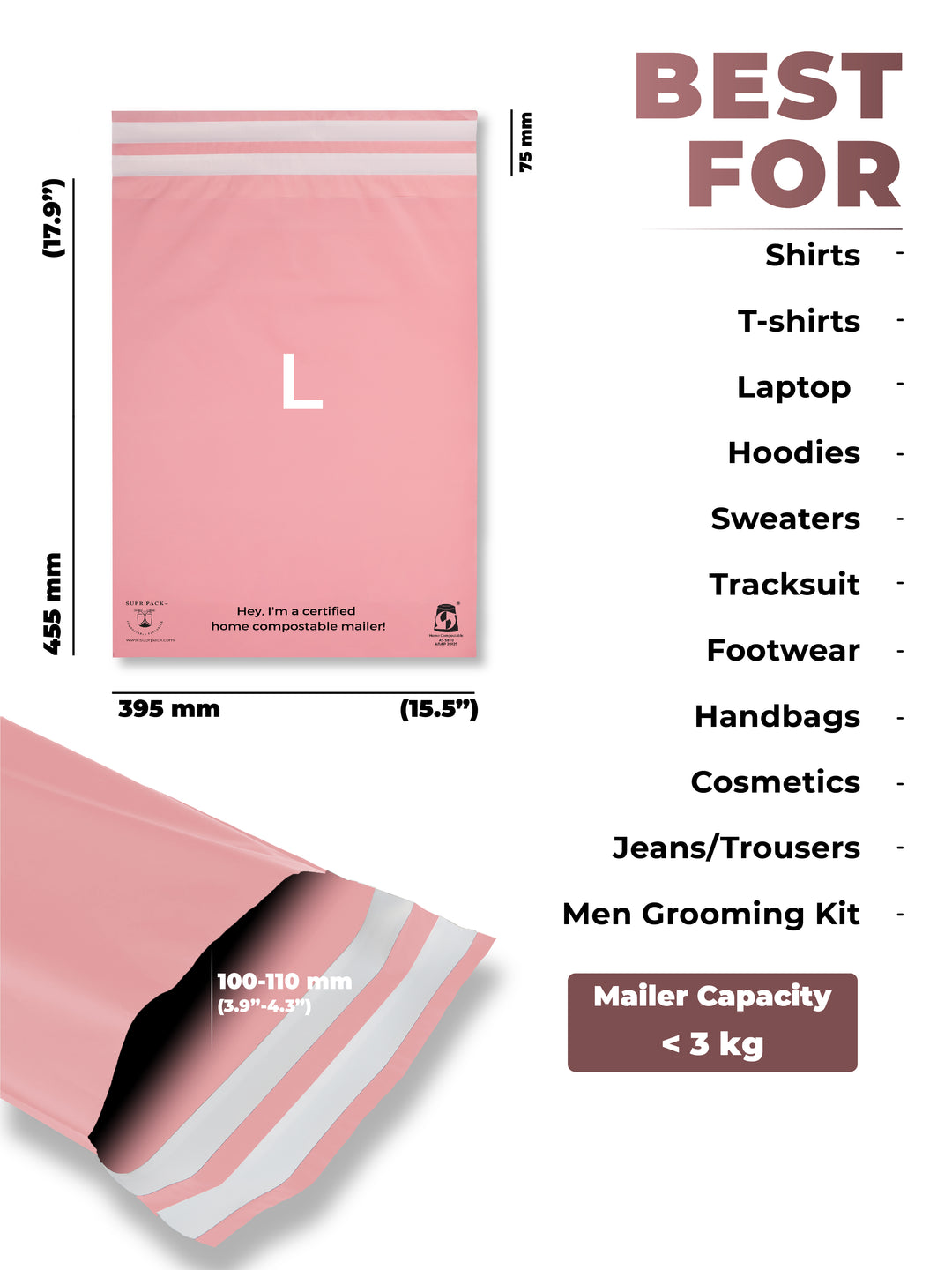 Pink Custom Printed Poly Mailers