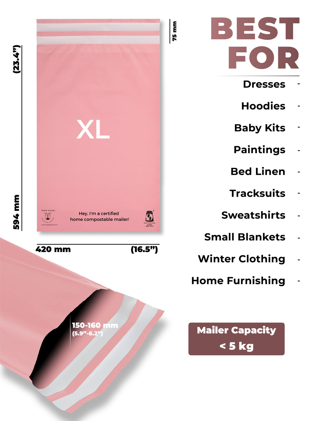 Pink Printed Poly Mailers