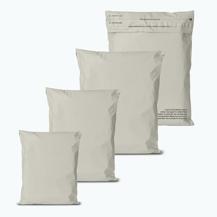 Warm Grey Mailers - Home Compostable Shipping Mailers. MOQ- 100