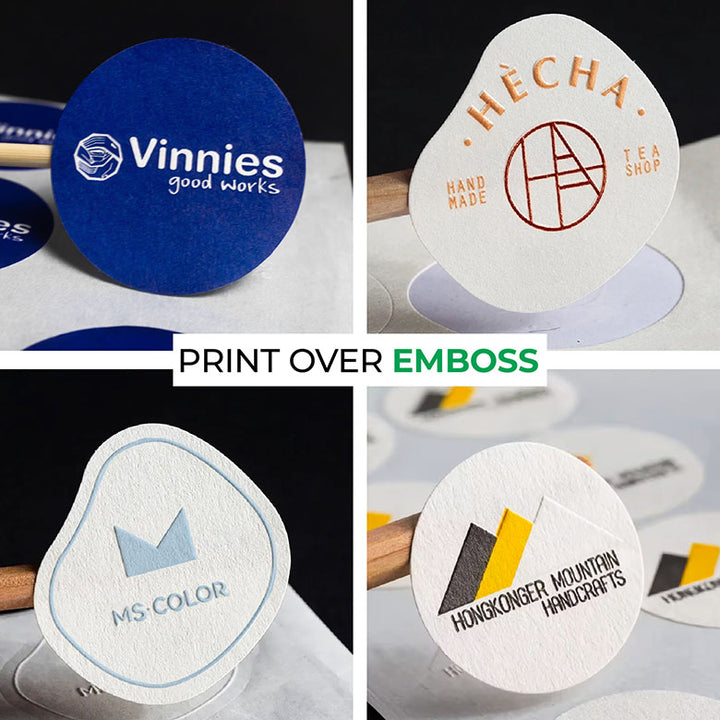 Custom embossed stickers & labels with print & foil