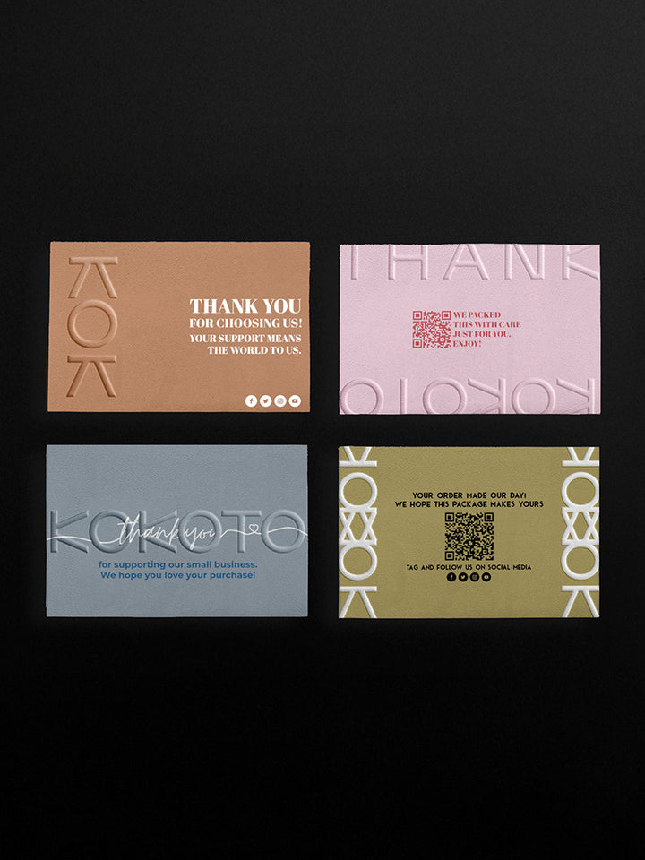 ECO-FRIENDLY CUSTOM EMBOSSED CARDS WITH EMBOSSING, PRINT & FOIL