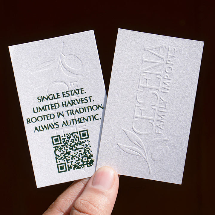 ECO-FRIENDLY CUSTOM EMBOSSED CARDS WITH EMBOSSING, PRINT &amp; FOIL Suprpack