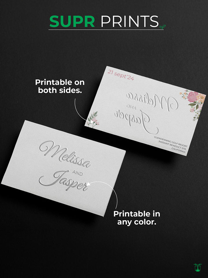 ECO-FRIENDLY CUSTOM EMBOSSED CARDS WITH EMBOSSING, PRINT & FOIL